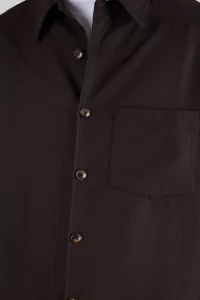 Western Virgin Wool Flannel Overshirt – Dark Brown | Centre Commercial